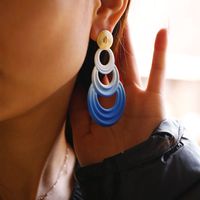 1 Pair Ig Style Exaggerated Circle Gradient Color Alloy Drop Earrings main image 5