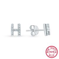 1 Pair Casual Simple Style Letter Plating Inlay Sterling Silver Zircon White Gold Plated Ear Studs main image 8