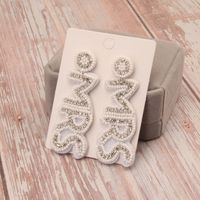 1 Pair Casual Simple Style Letter Handmade Beaded Cloth Drop Earrings main image 4