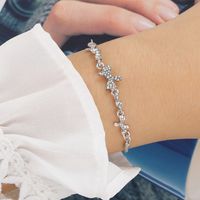 Simple Style Shiny Heart Shape Flower Butterfly Alloy Plating Inlay Artificial Gemstones Artificial Crystal Artificial Diamond Gold Plated Silver Plated Women's Bracelets main image 5