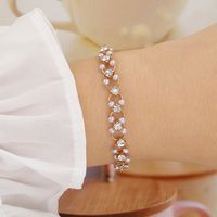Simple Style Shiny Heart Shape Flower Butterfly Alloy Plating Inlay Artificial Gemstones Artificial Crystal Artificial Diamond Gold Plated Silver Plated Women's Bracelets sku image 12