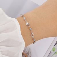 Simple Style Shiny Heart Shape Flower Butterfly Alloy Plating Inlay Artificial Gemstones Artificial Crystal Artificial Diamond Gold Plated Silver Plated Women's Bracelets sku image 5