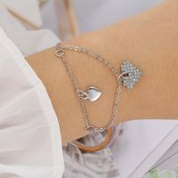 Simple Style Shiny Heart Shape Flower Butterfly Alloy Plating Inlay Artificial Gemstones Artificial Crystal Artificial Diamond Gold Plated Silver Plated Women's Bracelets sku image 7