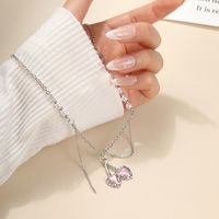 Sweet Shiny Square Heart Shape Butterfly Gold Plated Silver Plated Artificial Gemstones Artificial Crystal Artificial Diamond Artificial Gemstones Imitation Diamond Alloy Wholesale Pendant Necklace sku image 20
