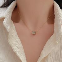 Simple Style Heart Shape Fish Tail Titanium Steel Plating Inlay Zircon Gold Plated Necklace main image 4