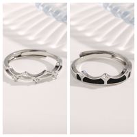 Simple Style Solid Color Alloy Inlay Zircon Couple Rings sku image 1