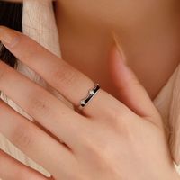 Simple Style Solid Color Alloy Inlay Zircon Couple Rings main image 4
