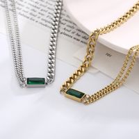 Titanium Steel 18K Gold Plated Modern Style Plating Inlay Rectangle Glass Bracelets Necklace main image 5