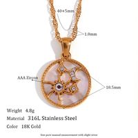 Vintage Style Sun Heart Shape Stainless Steel Plating Inlay Rhinestones 18k Gold Plated Pendant Necklace sku image 5