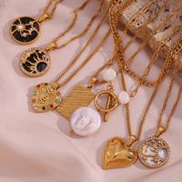 Vintage Style Sun Heart Shape Stainless Steel Plating Inlay Rhinestones 18k Gold Plated Pendant Necklace main image 1