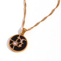 Vintage Style Sun Heart Shape Stainless Steel Plating Inlay Rhinestones 18k Gold Plated Pendant Necklace sku image 4