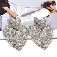 1 Pair Glam Shiny Heart Shape Plating Inlay Alloy Artificial Diamond Drop Earrings sku image 3
