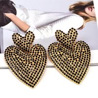 1 Pair Glam Shiny Heart Shape Plating Inlay Alloy Artificial Diamond Drop Earrings sku image 2