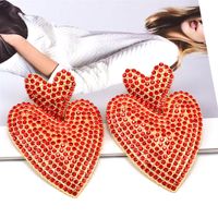 1 Pair Glam Shiny Heart Shape Plating Inlay Alloy Artificial Diamond Drop Earrings sku image 1