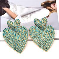 1 Pair Glam Shiny Heart Shape Plating Inlay Alloy Artificial Diamond Drop Earrings sku image 8