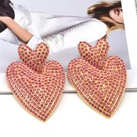1 Pair Glam Shiny Heart Shape Plating Inlay Alloy Artificial Diamond Drop Earrings sku image 7