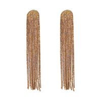 1 Pair Glam Shiny Tassel Inlay Alloy Rhinestones Drop Earrings main image 3