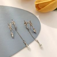 1 Pair Artistic Star Plating Inlay Alloy Metal Artificial Pearls Gem Glass Drop Earrings main image 4