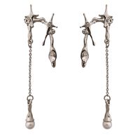 1 Pair Artistic Star Plating Inlay Alloy Metal Artificial Pearls Gem Glass Drop Earrings main image 3