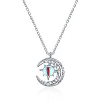 Simple Style Star Moon Copper Plating Inlay Moonstone Zircon Pendant Necklace main image 5