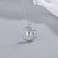 Simple Style Star Moon Copper Plating Inlay Moonstone Zircon Pendant Necklace main image 1