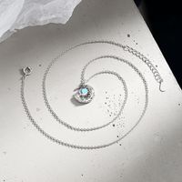 Simple Style Star Moon Copper Plating Inlay Moonstone Zircon Pendant Necklace main image 3