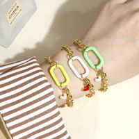 Style Simple Commuer Forme De Cœur Le Cuivre Émail Bracelets main image 1