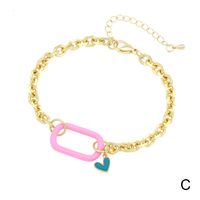 Simple Style Commute Heart Shape Copper Enamel Bracelets main image 2
