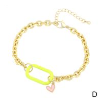 Simple Style Commute Heart Shape Copper Enamel Bracelets sku image 1