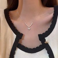 Süss Einfacher Stil Herzform Kupfer Überzug Halskette Mit Anhänger main image 3