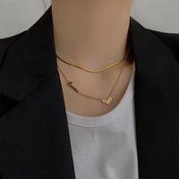Sweet Simple Style Heart Shape Titanium Steel Plating 18k Gold Plated Layered Necklaces main image 2