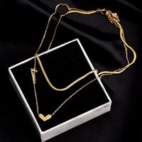 Sweet Simple Style Heart Shape Titanium Steel Plating 18k Gold Plated Layered Necklaces main image 3