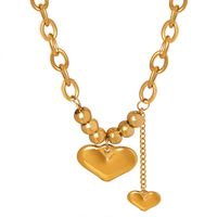 Einfacher Stil Pendeln Herzform Titan Stahl Überzug 18 Karat Vergoldet Halskette Mit Anhänger Lange Halskette main image 4