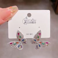 1 Pair Ig Style Shiny Butterfly Plating Inlay Copper Zircon Ear Studs main image 5