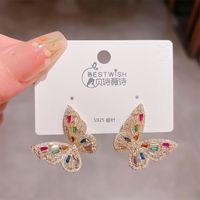 1 Pair Ig Style Shiny Butterfly Plating Inlay Copper Zircon Ear Studs main image 4
