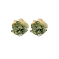 1 Paire Style Ig Sucré Fleur Fait Main Chiffon Alliage De Cuivre Boucles D'oreilles main image 5