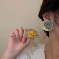 1 Pair Ig Style Sweet Flower Handmade Cloth Copper Alloy Ear Studs main image 2