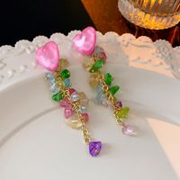 1 Pair Casual Sweet Heart Shape Flower Bow Knot Beaded Plating Inlay Copper Crystal Earrings sku image 9
