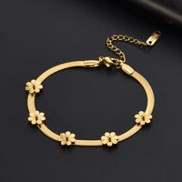 Titanium Steel 18K Gold Plated Cute Sweet Plating Daisy Titanium Steel Bracelets Anklet sku image 2