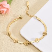 Titanium Steel 18K Gold Plated Cute Sweet Plating Daisy Titanium Steel Bracelets Anklet main image 1