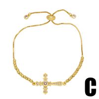 Original Design Streetwear Cross Copper Beaded Plating Inlay Zircon 18k Gold Plated Bracelets sku image 1