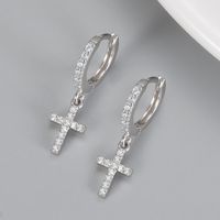 1 Pair Simple Style Cross Plating Inlay Copper Zircon K Gold Plated Rhodium Plated Drop Earrings main image 5