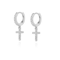 1 Pair Simple Style Cross Plating Inlay Copper Zircon K Gold Plated Rhodium Plated Drop Earrings main image 2