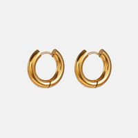 1 Pair Simple Style Round Plating Stainless Steel Titanium Steel 18K Gold Plated Hoop Earrings main image 2