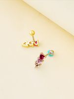 1 Piece Cute Heart Shape Plating Inlay Stainless Steel Steel Copper Zircon White Gold Plated Gold Plated Cartilage Earrings main image 3