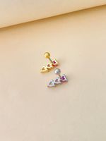 1 Piece Cute Heart Shape Plating Inlay Stainless Steel Steel Copper Zircon White Gold Plated Gold Plated Cartilage Earrings main image 5