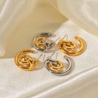 1 Paire Style Ig Irrégulier Placage Acier Inoxydable Plaqué Or 18k Boucles D'oreilles main image 4