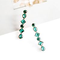 1 Pair Elegant Shiny Water Droplets Rhombus Inlay Alloy Glass Ear Studs main image 3