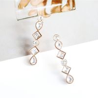 1 Pair Elegant Shiny Water Droplets Rhombus Inlay Alloy Glass Ear Studs main image 5