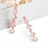 1 Pair Elegant Shiny Water Droplets Rhombus Inlay Alloy Glass Ear Studs main image 2